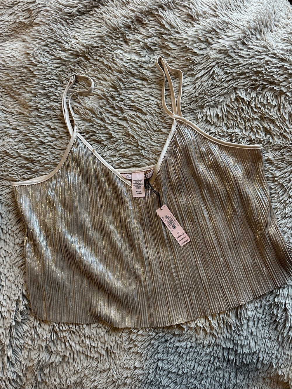 Victoria's Secret Metallic Pleated Camisole - Champagne Gold